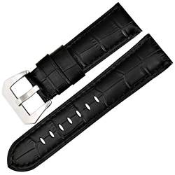 Leder-Uhrenarmband, Ersatz-Uhrenarmbänder, 22 mm, 24 mm, 26 mm, Uhrenzubehör, Uhrenarmbänder, Leder-Uhrenarmband for Uhrenarmband, Gürtel (Color : Black Bs, Size : 26mm) von Klauer