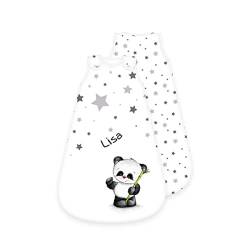 Herding babybest Baby-Schlafsack, Panda-Motiv, Personalisiert mit Namen (bestickt), 90 cm, 100% Baumwolle von Klaus Herding GmbH
