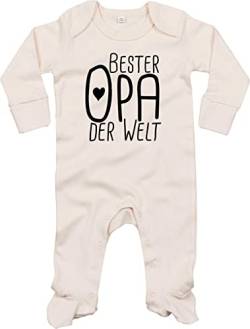 Kleckerliese Baby Body Schlafanzug Beste Opa der Welt Strampler Langarm Junge Mädchen, Natural 0-3 Monate von Kleckerliese
