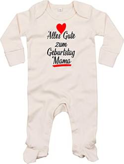 Kleckerliese Baby Body Schlafanzug Strampler Langarm Junge Mädchen Alles Gute zum Geburtstag Mama, Natural 6-12 Monate von Kleckerliese