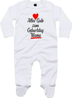 Kleckerliese Baby Body Schlafanzug Strampler Langarm Junge Mädchen Alles Gute zum Geburtstag Mama, White 0-3 Monate von Kleckerliese
