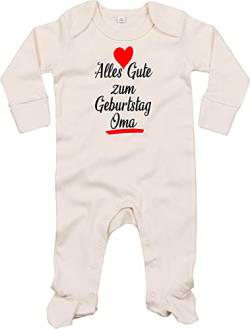 Kleckerliese Baby Body Schlafanzug Strampler Langarm Junge Mädchen Alles Gute zum Geburtstag Oma, Natural 0-3 Monate von Kleckerliese