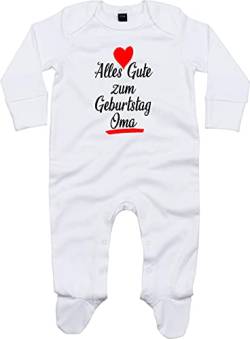 Kleckerliese Baby Body Schlafanzug Strampler Langarm Junge Mädchen Alles Gute zum Geburtstag Oma, White 3-6 Monate von Kleckerliese