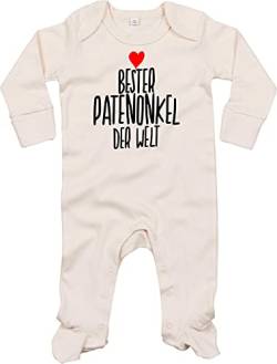 Kleckerliese Baby Body Schlafanzug Strampler Langarm Junge Mädchen Bester Patenonkel der Welt, Natural 3-6 Monate von Kleckerliese