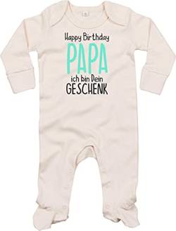 Kleckerliese Baby Body Schlafanzug Strampler Langarm Junge Mädchen Happy Birthday Papa ich Bin Dein Geschenk, Natural 0-3 Monate von Kleckerliese