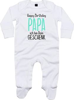 Kleckerliese Baby Body Schlafanzug Strampler Langarm Junge Mädchen Happy Birthday Papa ich Bin Dein Geschenk, White 0-3 Monate von Kleckerliese