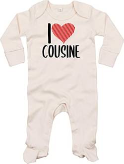 Kleckerliese Baby Body Schlafanzug Strampler Langarm Junge Mädchen I Love Cousine, Natural 0-3 Monate von Kleckerliese