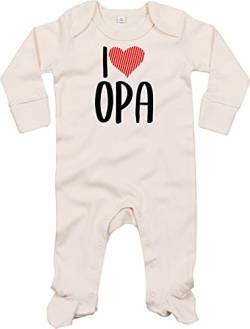 Kleckerliese Baby Body Schlafanzug Strampler Langarm Junge Mädchen I Love Opa, Natural 0-3 Monate von Kleckerliese