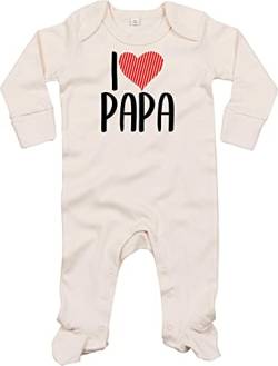 Kleckerliese Baby Body Schlafanzug Strampler Langarm Junge Mädchen I Love Papa, Natural 0-3 Monate von Kleckerliese