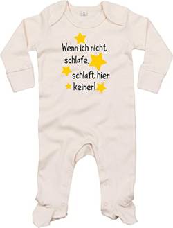 Kleckerliese Baby Body Schlafanzug Strampler Langarm Junge Mädchen Wenn ich Nicht schlafe schläft Hier keiner!, Natural 6-12 Monate von Kleckerliese