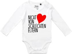 Kleckerliese Baby Body Vintage Sprüche Junge Mädchen Langarm Motiv Nicht von schlechten Eltern, White,68 von Kleckerliese