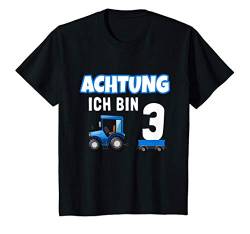 Kinder Achtung drei 3. Kinder Geburtstag Junge Trecker Traktor T-Shirt von Kleine Bauern Traktor Designs