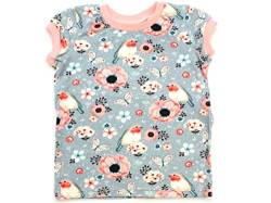 Kleine Könige Baby Kinder T Shirt Mädchen · Modell Blumen Vögel Birds grau, Altrosa · Ökotex 100 Zertifiziert · Größe 86/92 von Kleine Könige