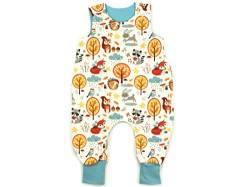 Kleine Könige Baby Strampler Jungen Baby Body · Modell Fuchs Hase Waldtiere Cozy Forest hell, rauchblau · Ökotex 100 zertifiziert · Größe 50/56 von Kleine Könige