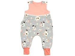 Kleine Könige Baby Strampler Mädchen Baby Body · Modell Blumen Vogel Flowerbird grau geteilt, lachs · Ökotex 100 zertifiziert · Größe 50/56 von Kleine Könige