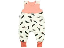 Kleine Könige Baby Strampler Mädchen Baby Body · Modell Federn Light Feather weiß geteilt, lachs · Ökotex 100 zertifiziert · Größe 62/68 von Kleine Könige