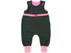 Kleine Könige Baby Strampler Mädchen Baby Body · Modell Jeansjersey schwarz mit Spitze, Punkte pink · Ökotex 100 zertifiziert · Größe 74/80 von Kleine Könige