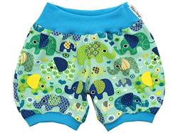 Kleine Könige Kurze Pumphose Baby Jungen Shorts · Modell Elefant Elefantenparty türkis, Petrol · Ökotex 100 Zertifiziert · Größe 86/92 von Kleine Könige