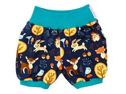 Kleine Könige Kurze Pumphose Baby Jungen Shorts · Modell Fuchs Waldtiere Forest Friends Marine, Tanne · Ökotex 100 Zertifiziert · Größe 86/92 von Kleine Könige