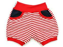 Kleine Könige Kurze Pumphose Baby Jungen Shorts mit Taschen · Modell Stripes Streifen rot-weiß, rot · Ökotex 100 Zertifiziert · Größe 110/116 von Kleine Könige