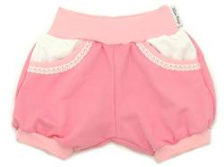 Kleine Könige Kurze Pumphose Baby Mädchen Shorts mit Taschen · Modell Uni rosa mit Spitze, rosa · Ökotex 100 Zertifiziert · Größe 74/80 von Kleine Könige