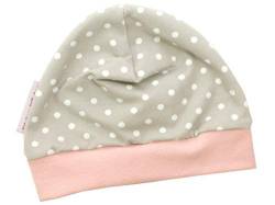 Kleine Könige Mütze Baby Mädchen Beanie · Mitwachs-Funktion · Modell Dots Punkte beige, Altrosa · Ökotex 100 Zertifiziert · Größe 98/104 von Kleine Könige