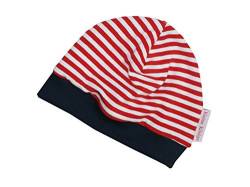 Kleine Könige Mütze Baby Mädchen Beanie · Mitwachs-Funktion · Modell Stripes Streifen rot, Marine · Ökotex 100 Zertifiziert · Größe 86/92 von Kleine Könige