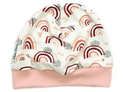 Kleine Könige Mütze Baby Mädchen Beanie · Modell Regenbogen Lovely Rainbow, Altrosa · Ökotex 100 Zertifiziert · Größe 50/56 von Kleine Könige