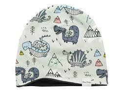 Kleine Könige Mütze Kinder Jungen Beanie · Modell Dino Drache Arthur grau, anthrazit · Ökotex 100 Zertifiziert · Größe 134/140 (KU 55-57) von Kleine Könige