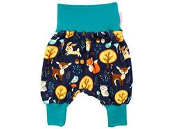 Kleine Könige Pumphose Baby Jungen Hose · Modell Tiere Wald Forest Friends Marine, tannengrün · Ökotex 100 Zertifiziert · Größe 110/116 von Kleine Könige