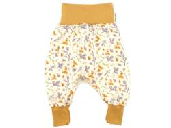 Kleine Könige Pumphose Baby Mädchen Hose · Modell Blumen Blätter Purple Blooms senfgelb, Camel · Ökotex 100 Zertifiziert · Größe 86/92 von Kleine Könige