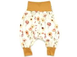 Kleine Könige Pumphose Baby Mädchen Hose · Modell Blumen Gräser Wild Flowers, Camel · Ökotex 100 Zertifiziert · Größe 110/116 von Kleine Könige