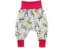 Kleine Könige Pumphose Baby Mädchen Hose · Modell Boho Panda grau, pink · Ökotex 100 Zertifiziert · Größe 110/116 von Kleine Könige