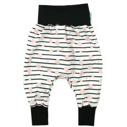 Kleine Könige Pumphose Baby Mädchen Hose · Modell Punkte Streifen Babydots rosa, schwarz · Ökotex 100 Zertifiziert · Größe 110/116 von Kleine Könige