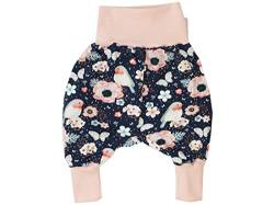 Kleine Könige Pumphose Baby Mädchen Hose · Modell Vögel Blumen Birds Marine, Altrosa · Ökotex 100 Zertifiziert · Größe 110/116 von Kleine Könige