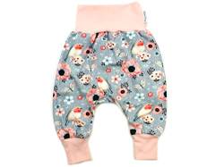 Kleine Könige Pumphose Baby Mädchen Hose · Modell Vögel Blumen Birds grau, Altrosa · Ökotex 100 Zertifiziert · Größe 110/116 von Kleine Könige