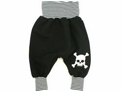 Kleine Könige Pumphose Baby Sweathose Jungen · Modell Totenkopf Skully Boy, schwarz-weiß · Ökotex 100 Zertifiziert · Größe 50/56 von Kleine Könige