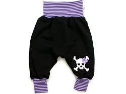 Kleine Könige Pumphose Baby Sweathose Mädchen · Modell Totenkopf Skully Girl schwarz, lila-Flieder · Ökotex 100 Zertifiziert · Größe 110/116 von Kleine Könige