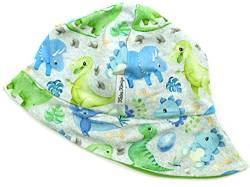 Kleine Könige Sonnenhut Sommer Mütze Baby Jungen · Modell Dinosaurier Little Dino hellgrau, Lemon · Ökotex 100 Zertifiziert · Größe 74/80 von Kleine Könige