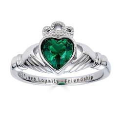 925 Sterling Silber Love Loyalty Friendship graviert Claddagh zirkonia Smaragd Ring von Kleine Schätze