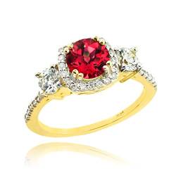 Damen Ring/Verlobungsring/partnerring/Ehering 9 Karat Gold Rubin Diamant Ring von Kleine Schätze