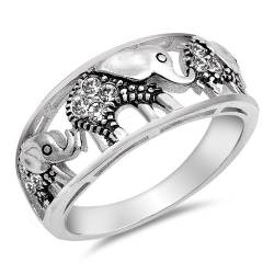 Damen Ring 925 Sterling Silber Zirkonia Elefanten von Kleine Schätze