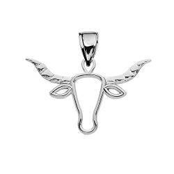 Hoch Poliert Arbeit Texas Longhorn Bull 925 Sterling Silber Damen Anhänger von Kleine Schätze