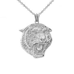 Jaguar Anhänger Halskette in Sterling Silber (Medium) (Kommt mit Einer 45 cm Kette) von Kleine Schätze