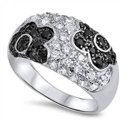Kleine Schätze - Damen Ring/Verlobungsring/partnerring Sterling Silber Schwarz Zirkonia Blume von Kleine Schätze
