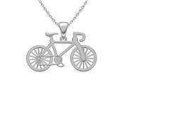 Kleine Schätze Solid Sterling Silber Fahrrad Anhänger Halskette (Verfügbare Kettenlänge: 40CM, 45CM, 50CM, 55CM) 55 cm von Kleine Schätze