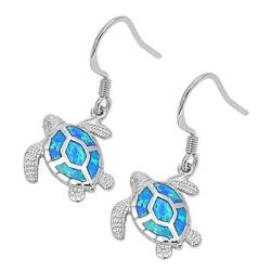 Kleine Schätze Sterling Silber Blau Opal Schildkröte Ohrring von Kleine Schätze