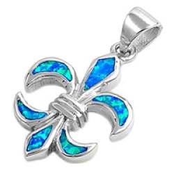Sterling Silber Blau Opal Fleur De Lise Halskette (kommt mit eine 45 CM Kette) von Kleine Schätze