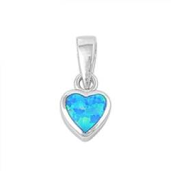 Sterling Silber Blau Opal Herz Halskette (kommt mit eine 45 cm Kette) von Kleine Schätze