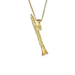 Sterling Silber Gelbes Gold überzogen 3D Klarinette Musik Anhänger Halskette (Verfügbare Kettenlänge 40cm - 45cm - 50cm - 55cm) von Kleine Schätze